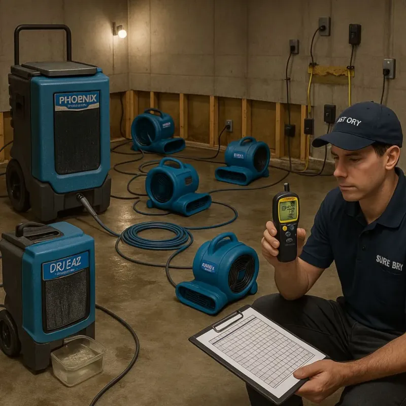 Structural Drying and Dehumidification process in North English, IA